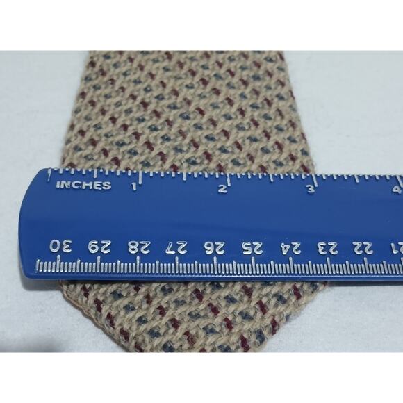 Charing Cross 100% Wool Woven Tan Print 3-in Tie - Picture 6 of 6